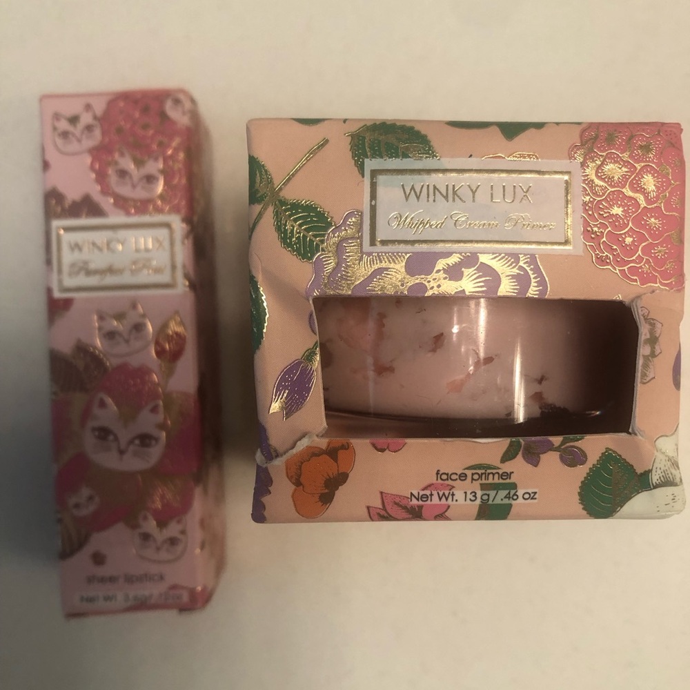 WINKY LUX Pink Floral Face So Whipped Luxury Primer and Pawsh Lipstick Duo